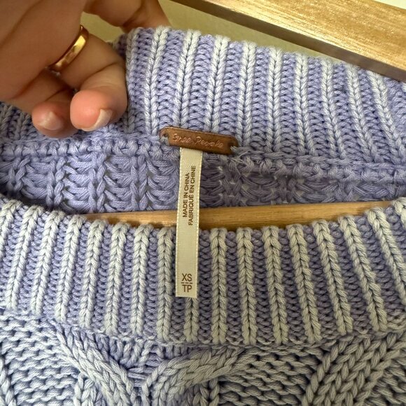 Free People Frankie Cable Knit Sweater In Heavenly Lavender XS - Picture 5 of 7